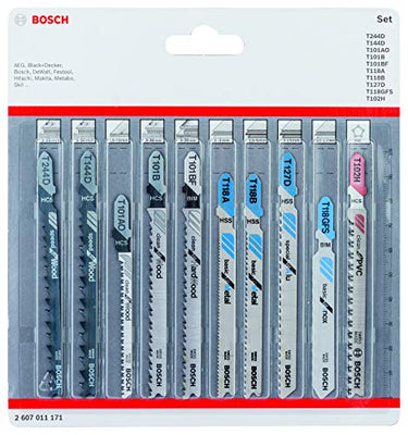 Bosch Accessories Professional 10tlg. Stichsägenblätter Set (für Holz und Metall, Zubehör für Stichsägen mit T-Schaft Aufnahme) im Sale